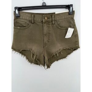 BDG Urban Outfitters Cheeky Shorts Womens 27 Olive Green Frayed Denim NWT